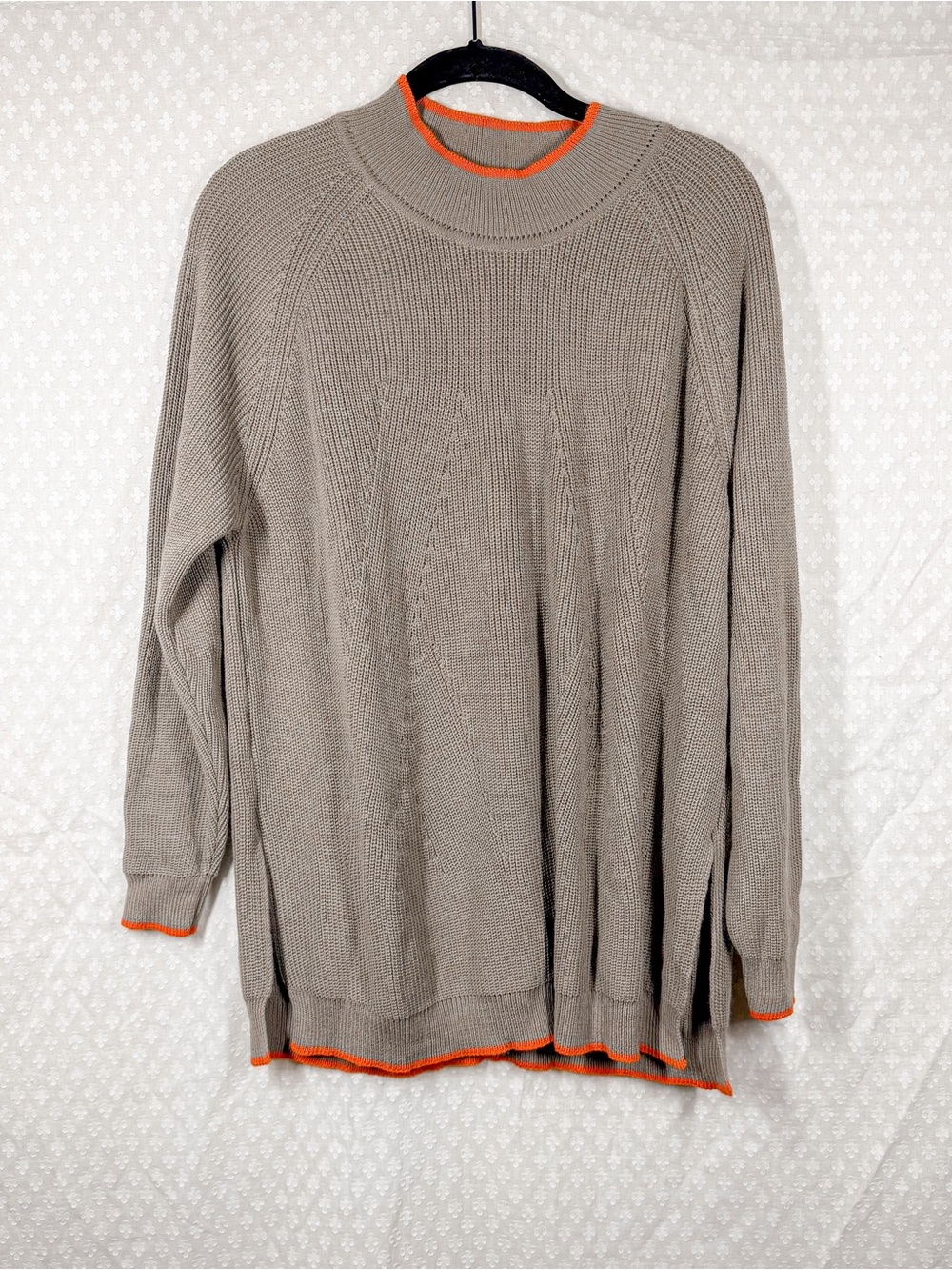 Mersea Brown Orange Knit Mock Neck Sweater